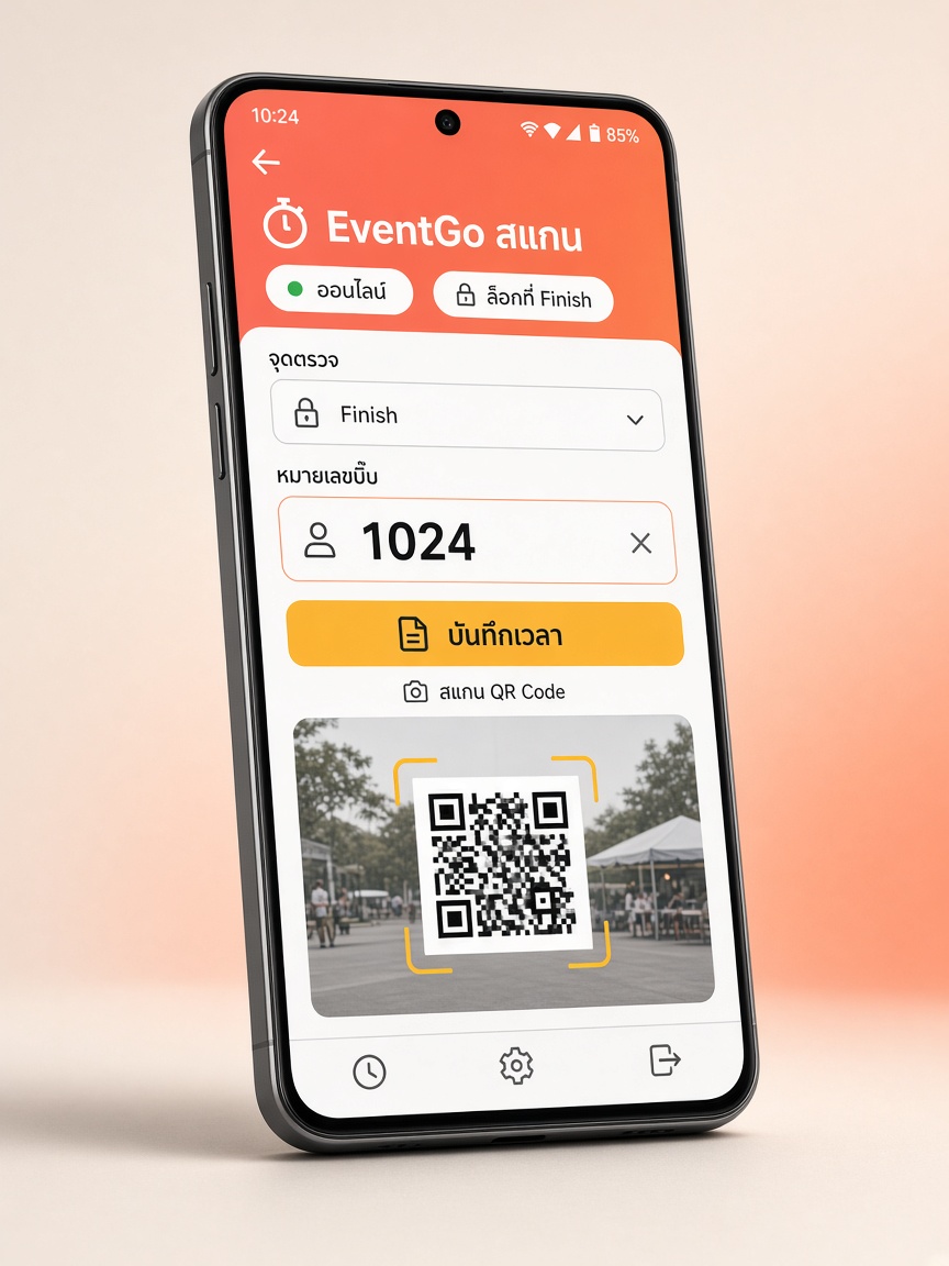 หน้าตาแอป EventGo สแกน บนมือถือ Android